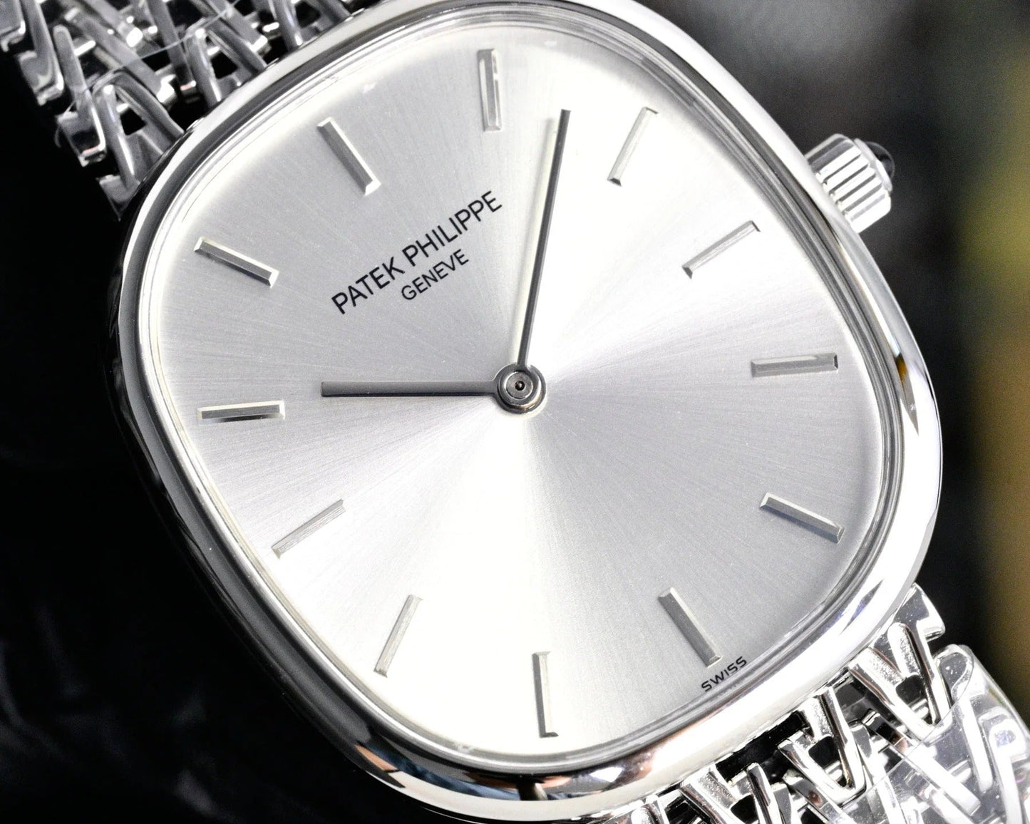 Patek Philippe Golden Ellipse 27mm Silver Dial Steel Strap
