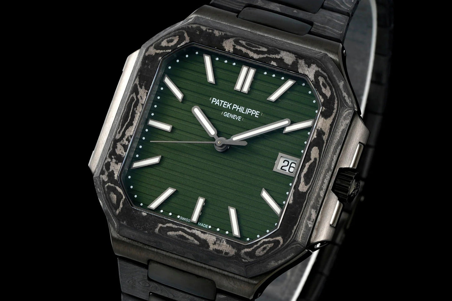 Patek Philippe Cubitus 45mm Black Carbon Fiber Case Green Dial