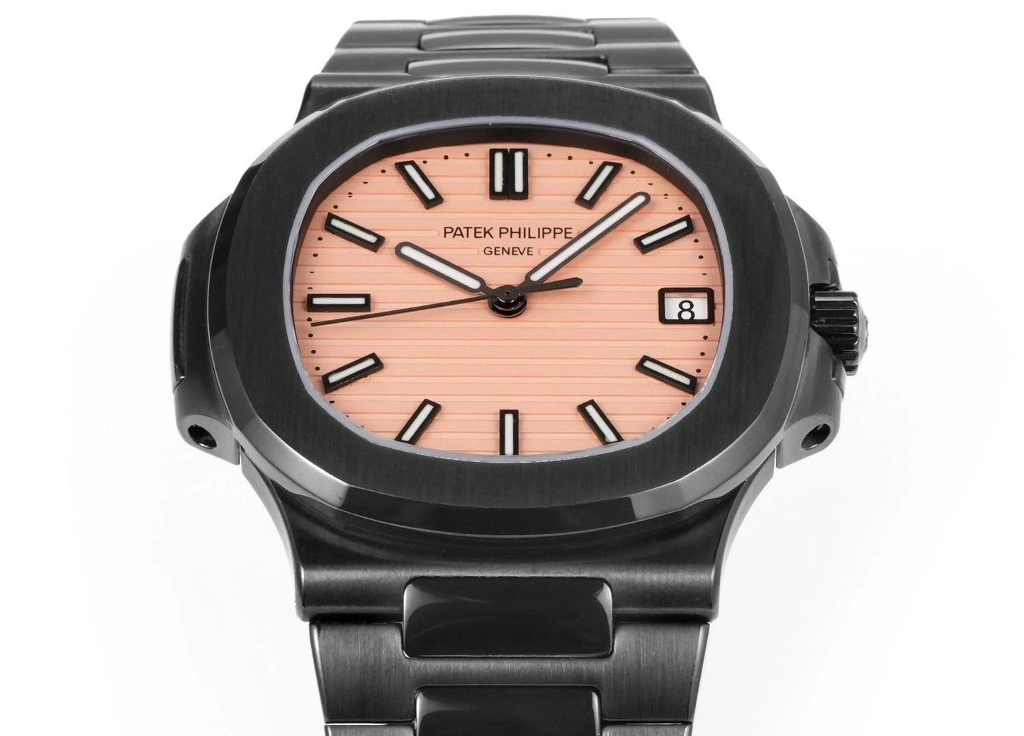 Patek Philippe Nautilus 5711 Peach Pink Dial Black Case Watch