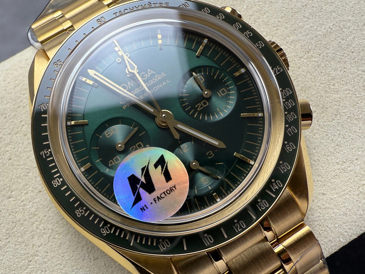 Omega Speedmaster Professional Moonwatch 42mm Yellow Gold Green Dial 233470
