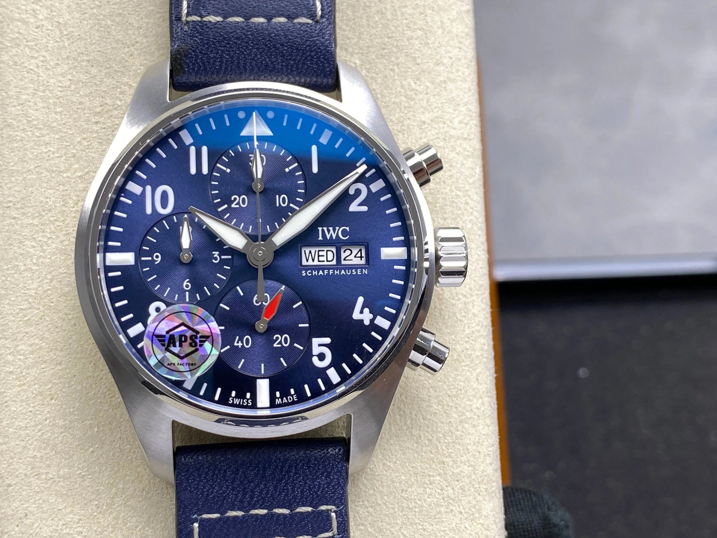 IWC Pilot's Chronograph 41 Blue Dial Steel Case Leather Strap