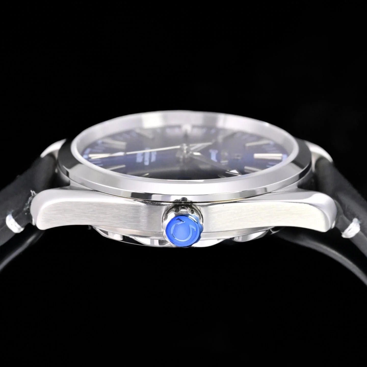Omega Seamaster 150M Aqua Terra Observatory 39mm Blue Dial Black Leather Strap