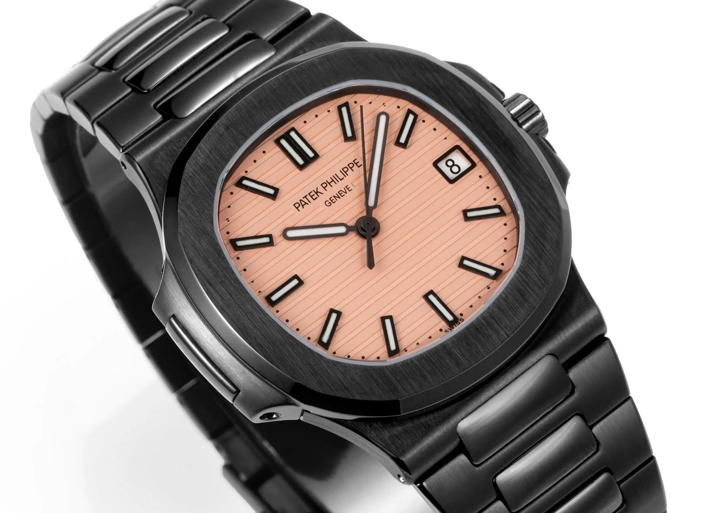 Patek Philippe Nautilus 5711 Peach Pink Dial Black Case Watch