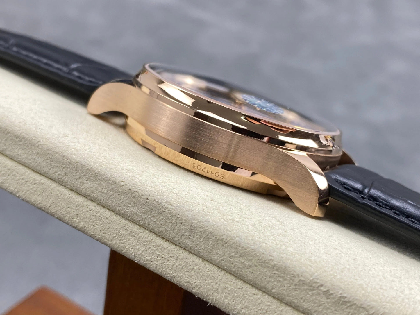 IWC Portuguese 42mm Black Dial Pink Gold Case Crocodile Leather