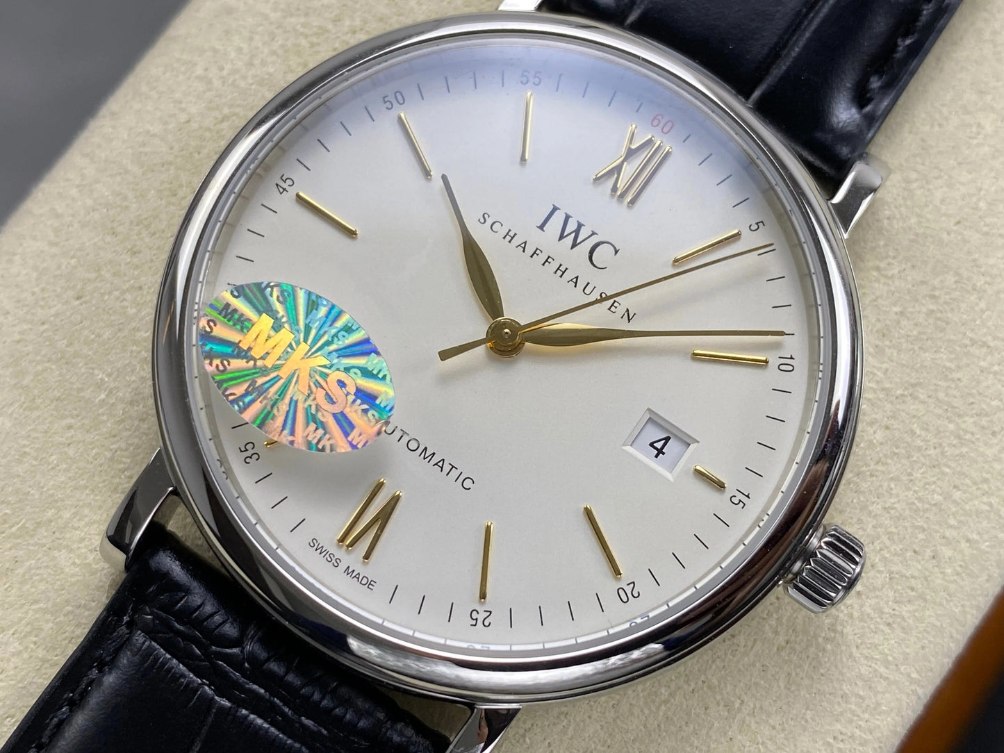 IWC Portofino 41mm Cream Dial Black Crocodile Leather Strap