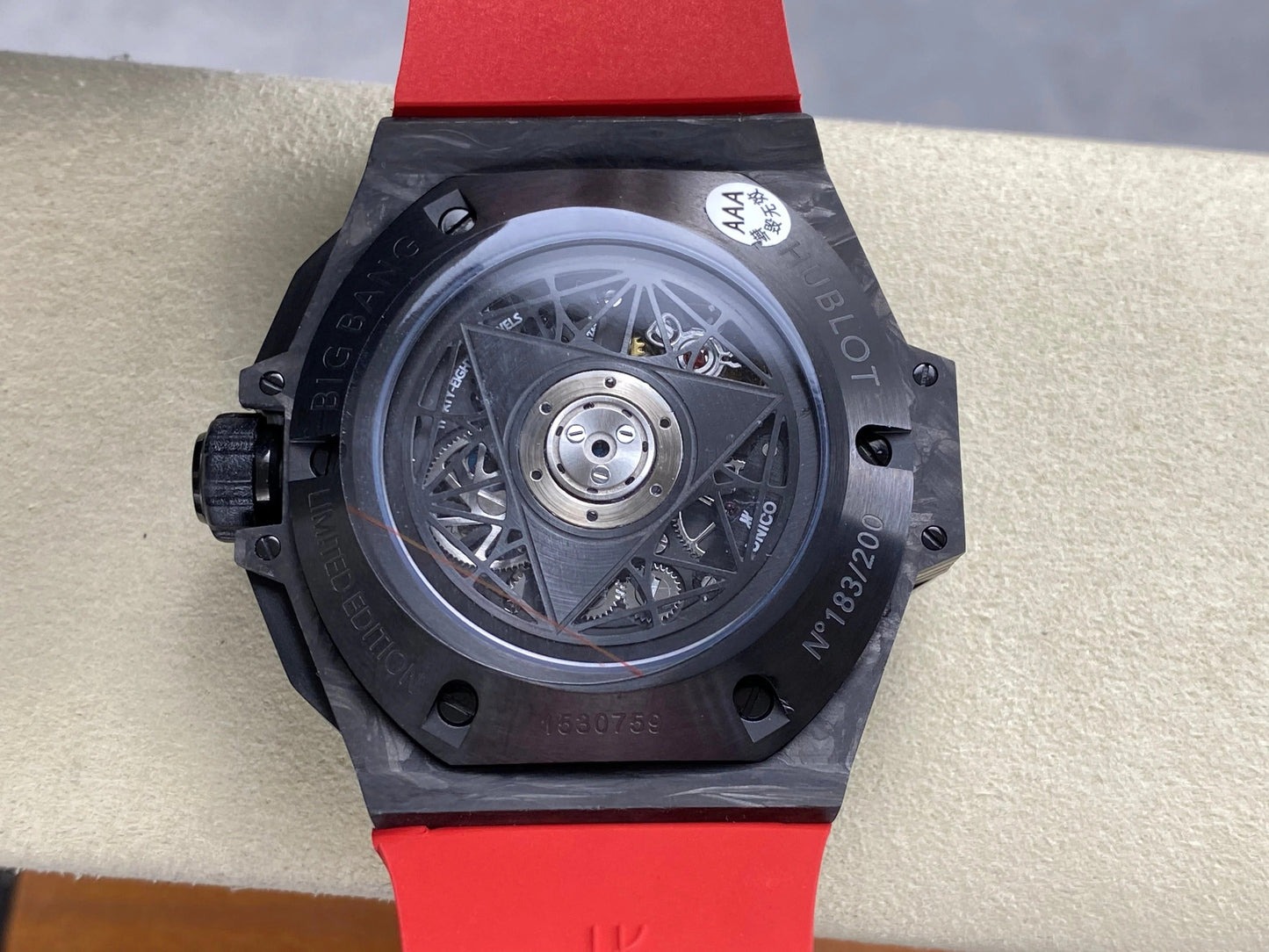Hublot Big Bang Sang Bleu II Black Magic 45mm Watch Red Rubber Strap