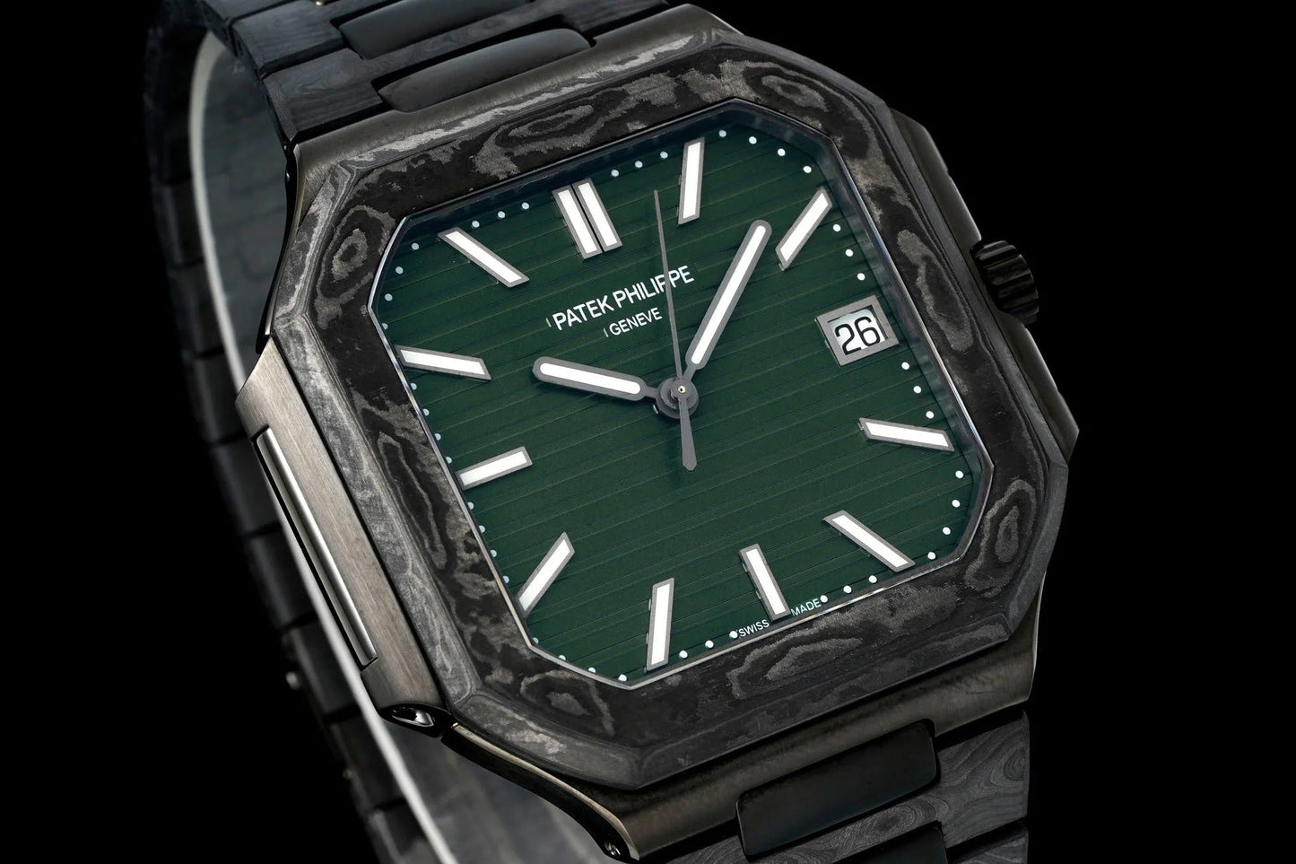 Patek Philippe Cubitus 45mm Black Carbon Fiber Case Green Dial