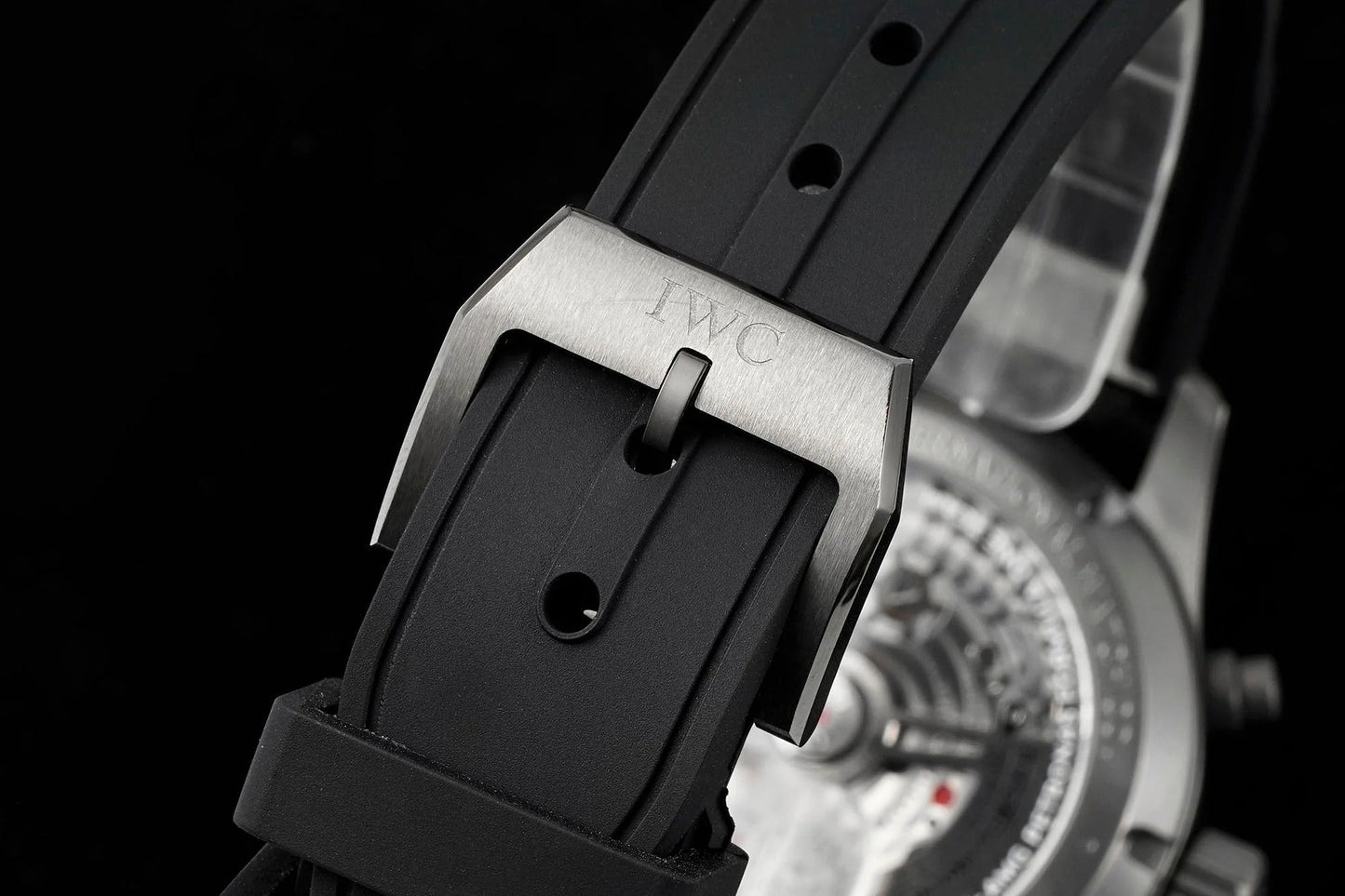 IWC Pilot 41mm Black Dial Silver Metallic Case Rubber Strap