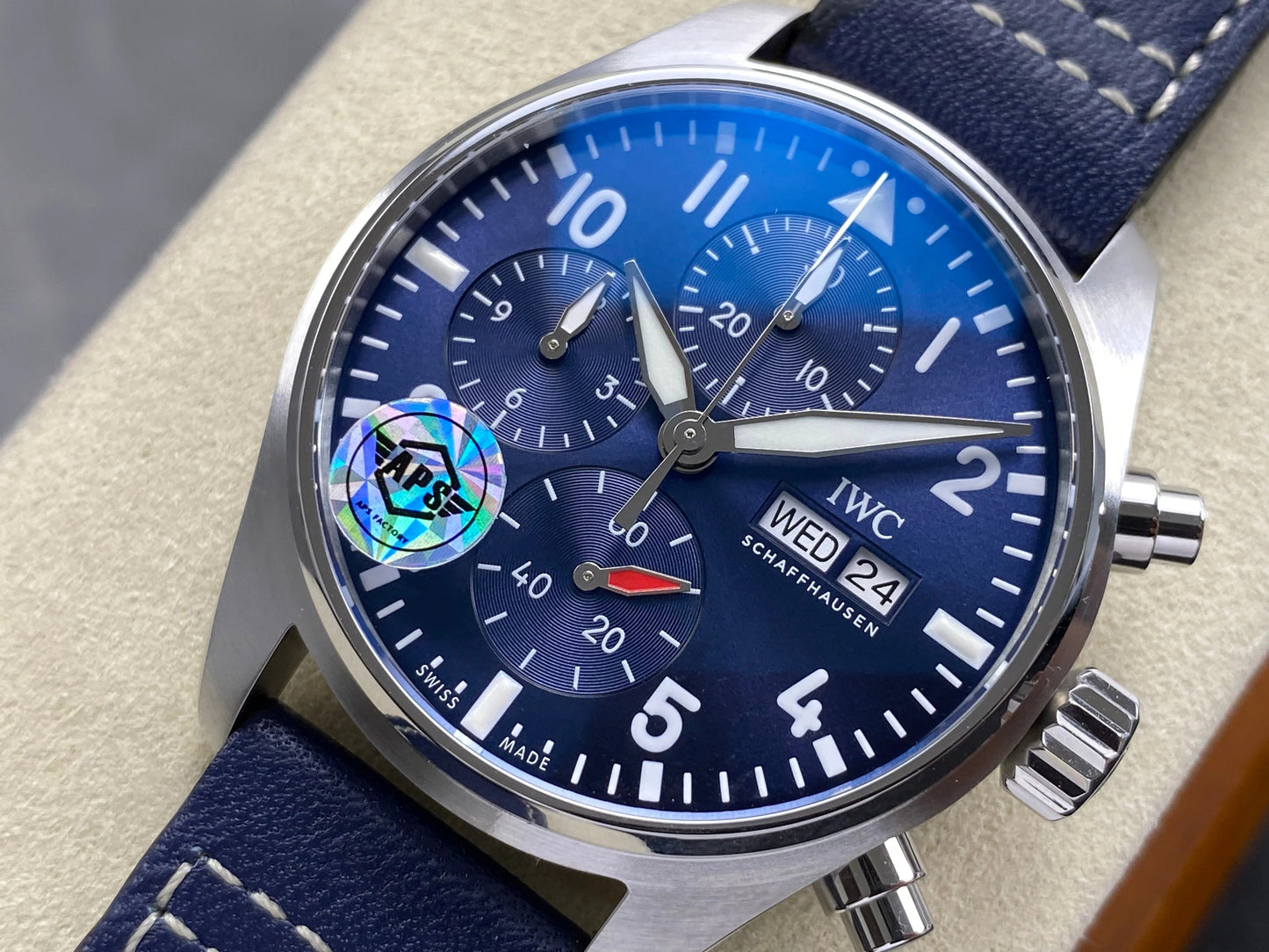 IWC Pilot's Chronograph 41 Blue Dial Steel Case Leather Strap