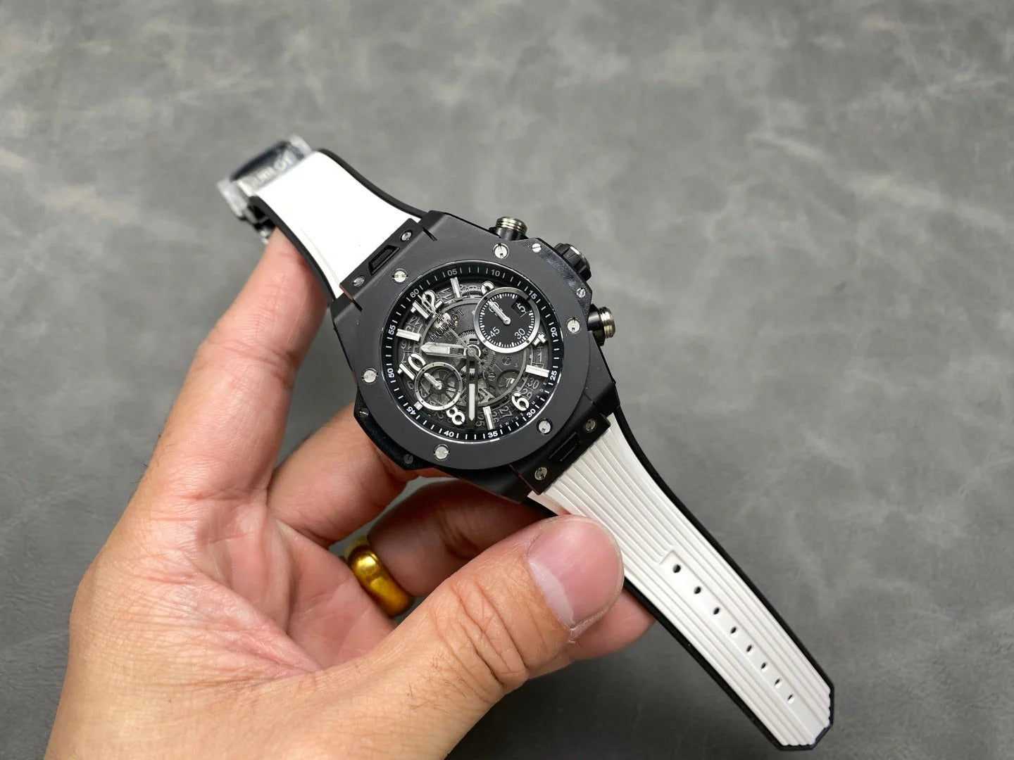 Hublot Big Bang Unico Black Magic 42mm White Rubber Strap