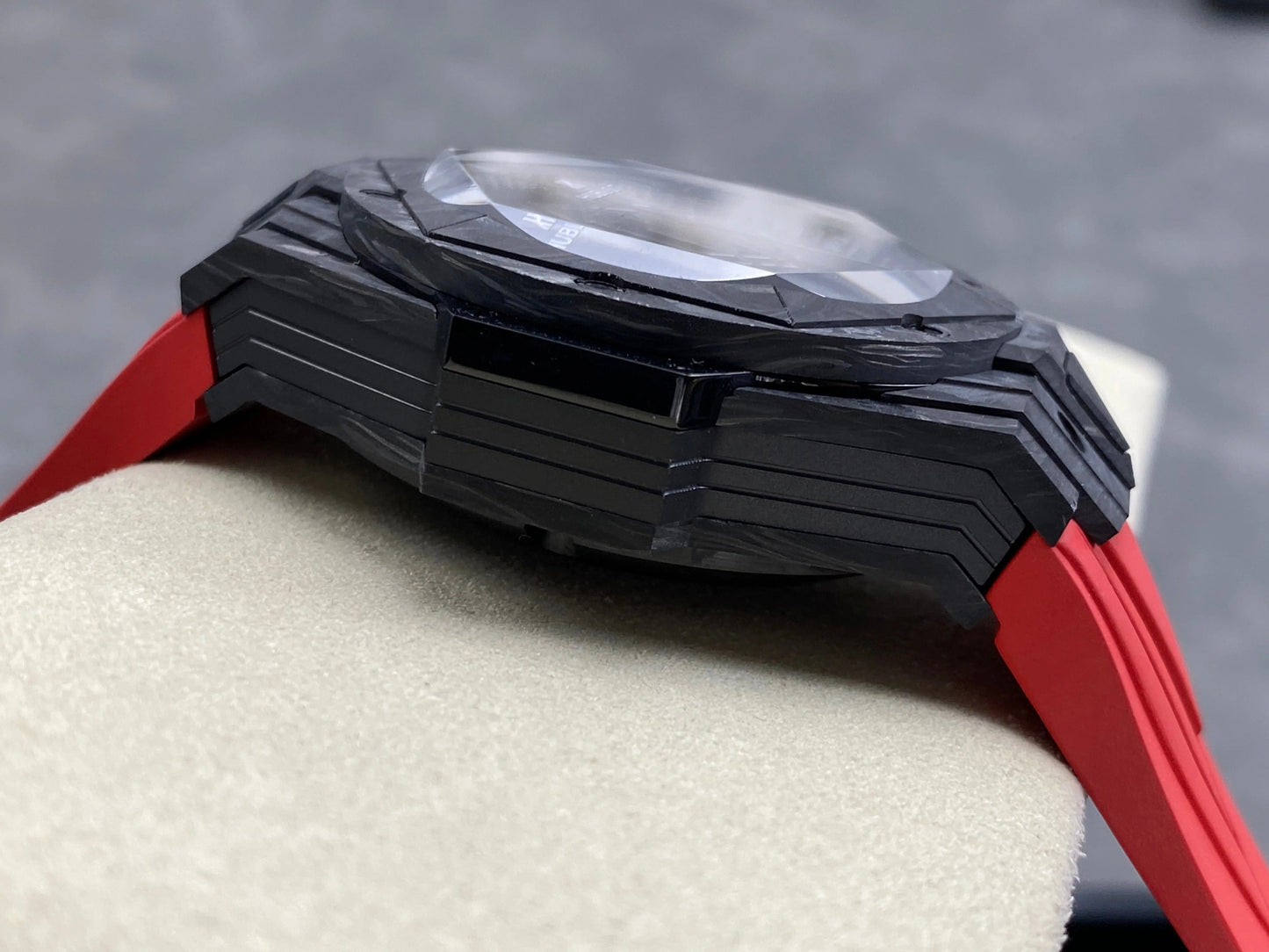 Hublot Big Bang Sang Bleu II Black Magic 45mm Watch Red Rubber Strap