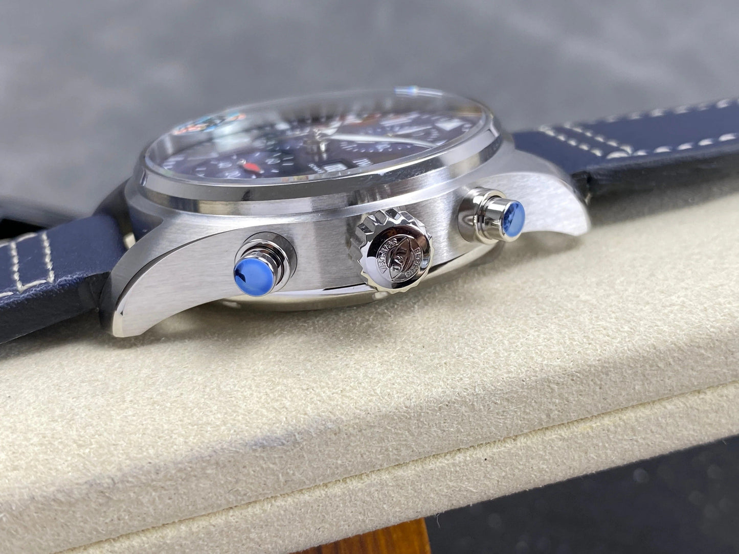 IWC Pilot's Chronograph 41 Blue Dial Steel Case Leather Strap