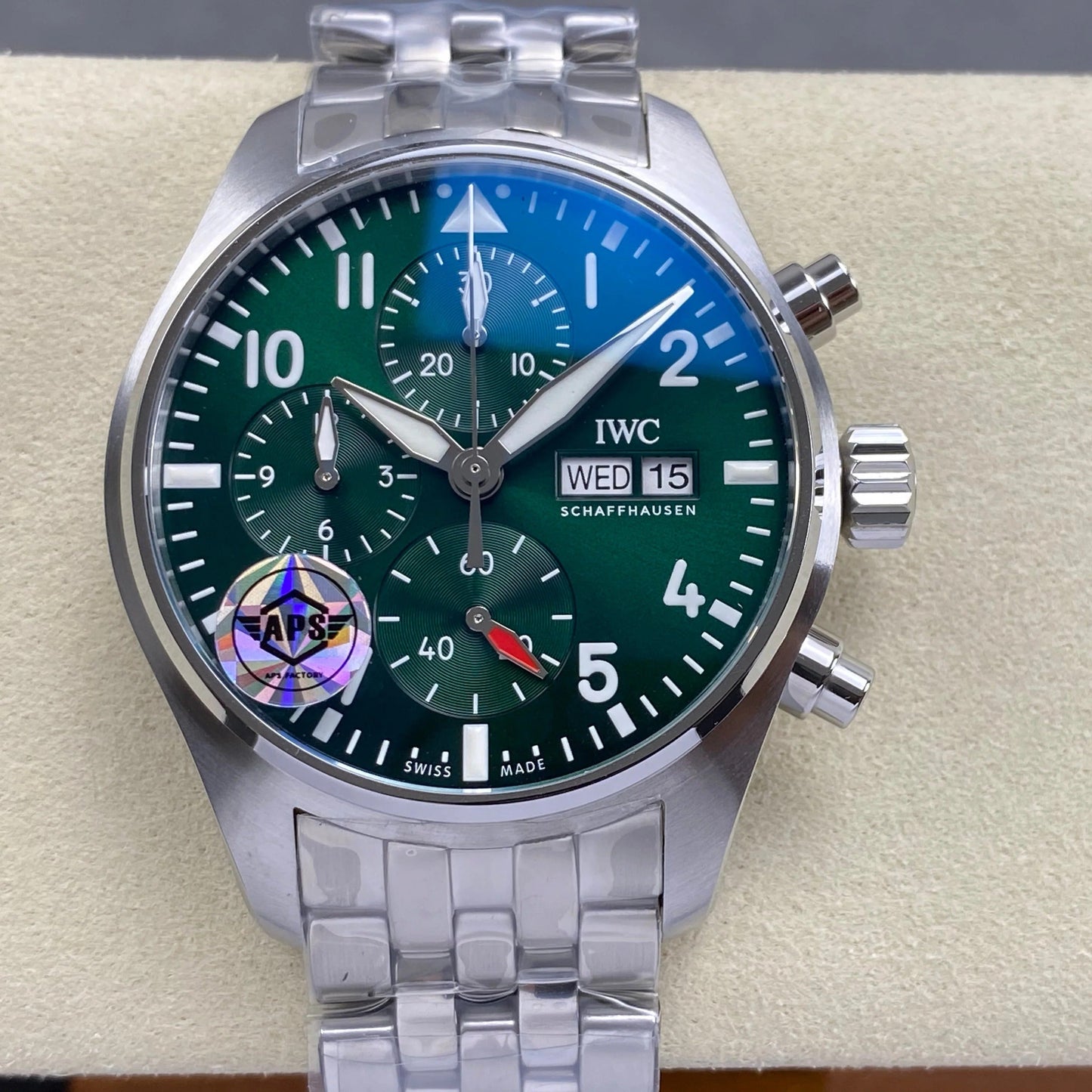IWC Schaffhausen Pilot's 41mm Green Dial Steel Case