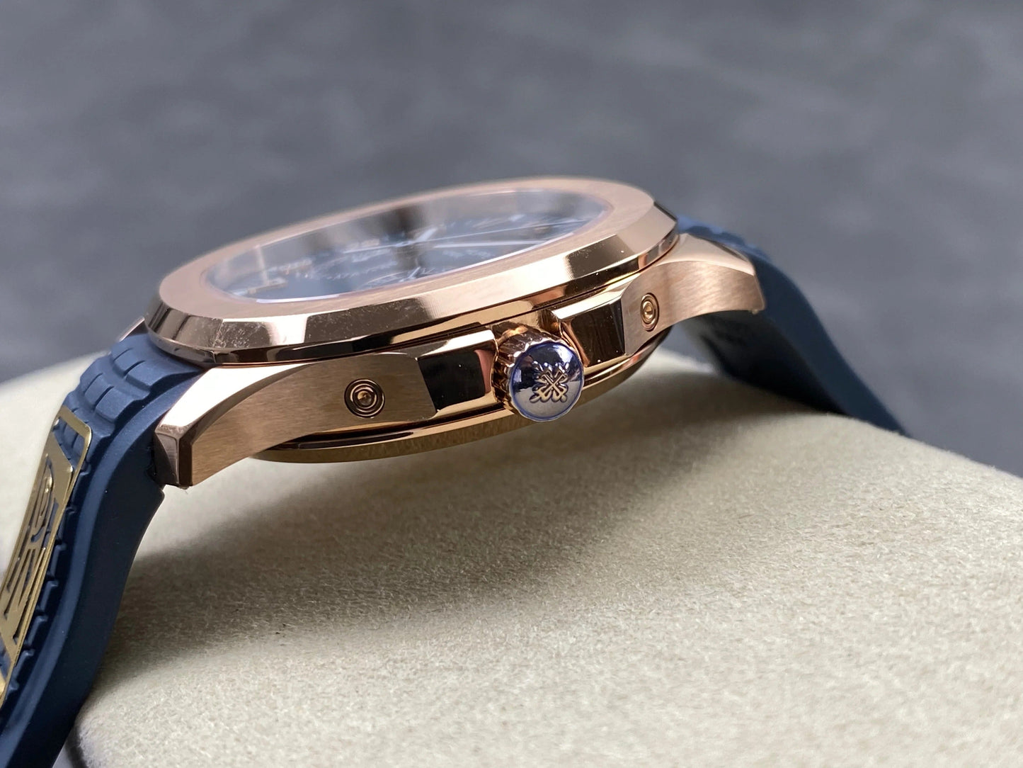 Patek Philippe Aquanaut Luce Annual Calendar 40mm Rose Gold Case Blue Rubber Strap