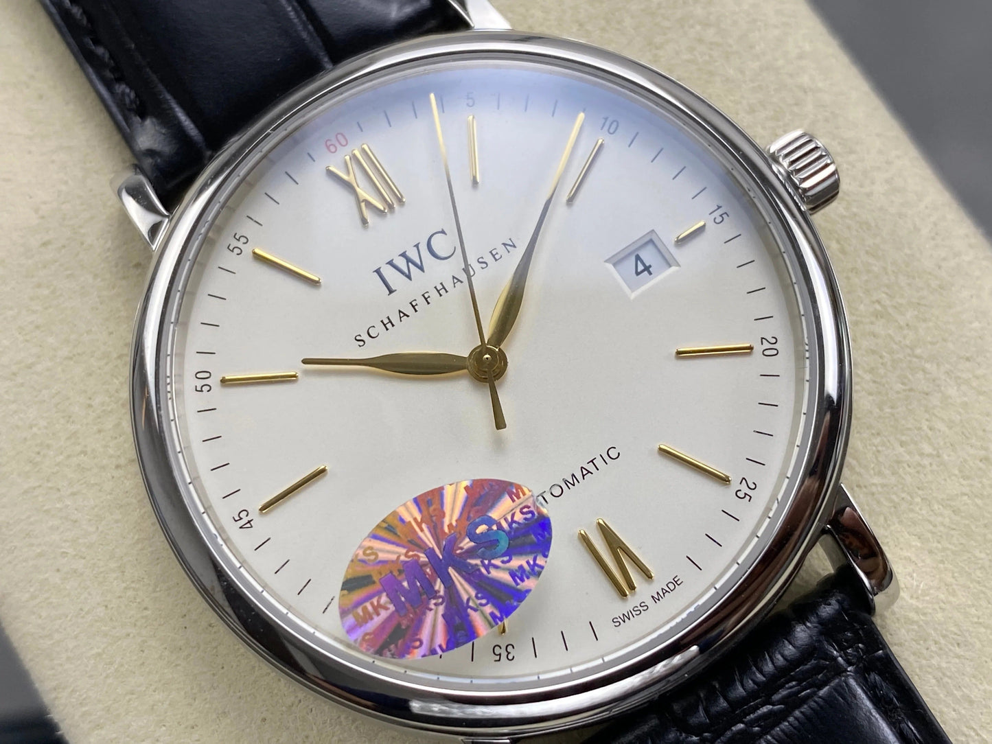 IWC Portofino 41mm Cream Dial Black Crocodile Leather Strap