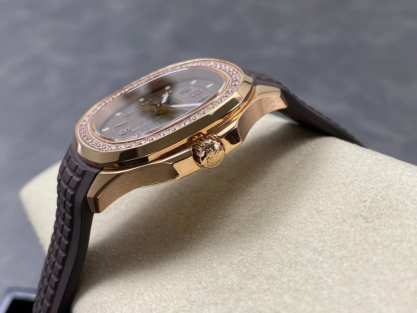 Patek Philippe Aquanaut 38.8mm Rose Gold Case Brown Rubber Strap