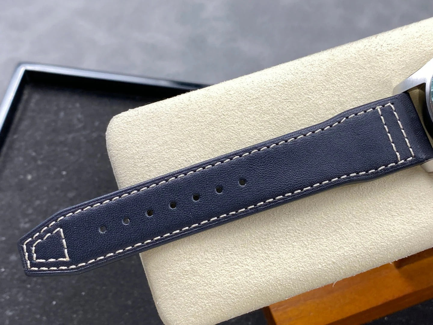 IWC Big Pilot 46mm Silver Blue Dial Steel Case Black Leather Strap