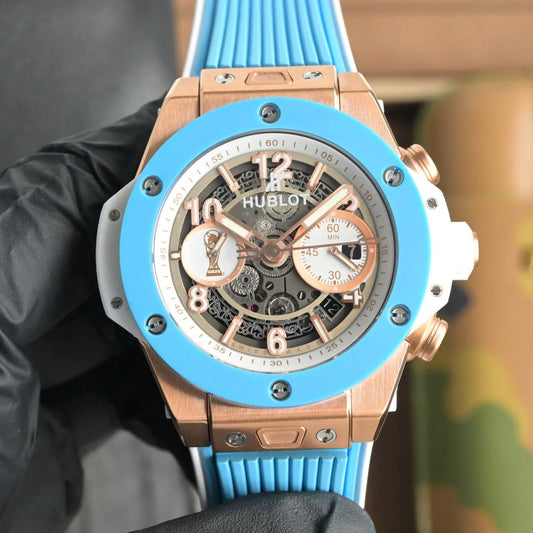 Hublot Big Bang Unico 45mm Blue Benzel Titanium Case Blue Rubber Strap