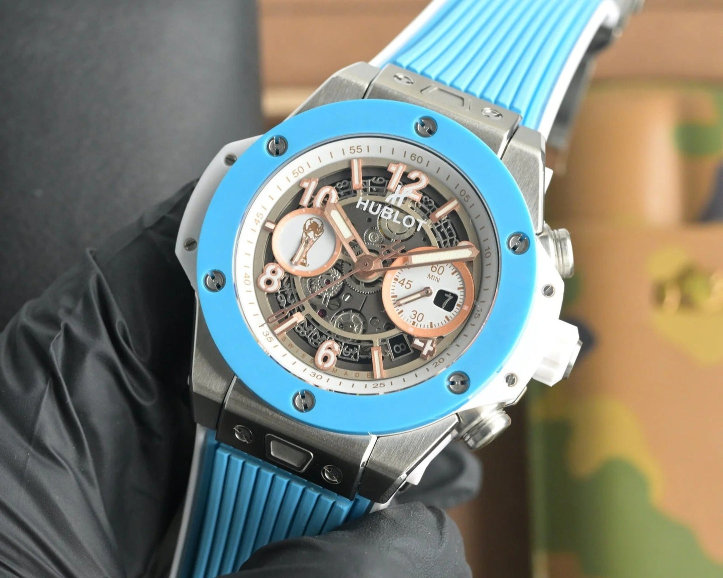 Hublot Big Bang Unico 45mm Blue Benzel Titanium Case Blue Rubber Strap