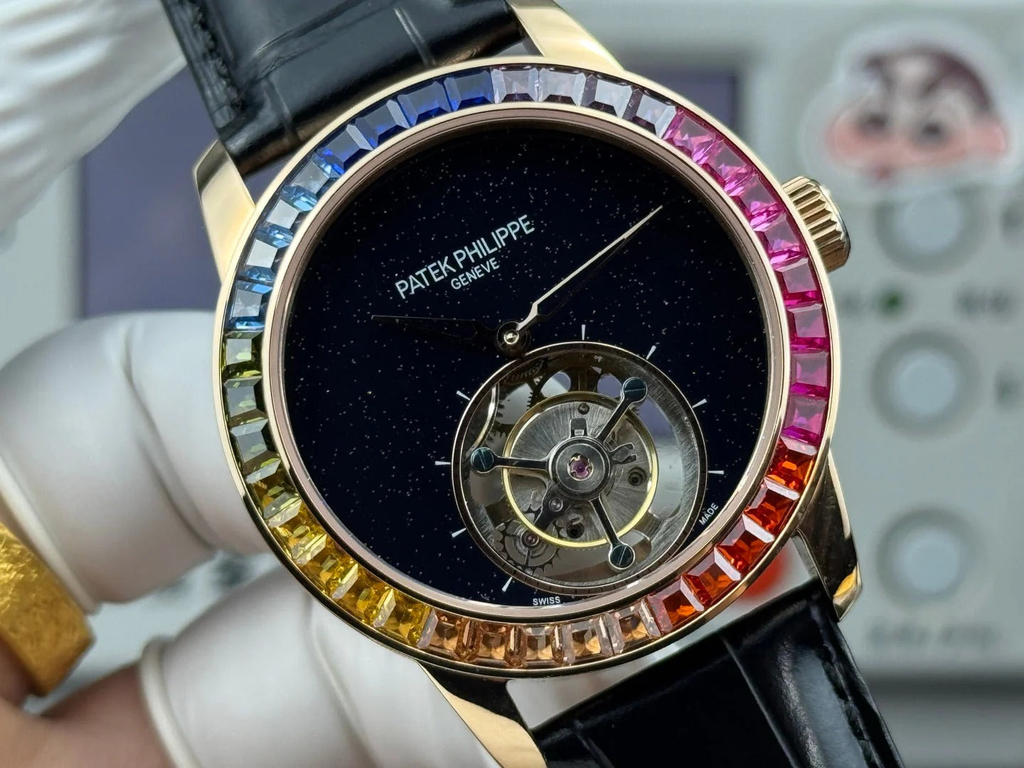 Patek Philippe Grand Complications Sky Moon Tourbillon 42mm Rose Gold Case Rainbow Benzel