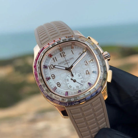 Patek Philippe Aquanaut Luce “Rainbow” Chronograph 40mm Beige Rubber Strap