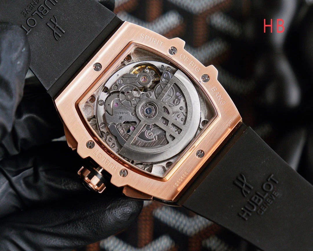 Hublot Spirit of Big Bang Rose Gold 42mm Watch Black Strap