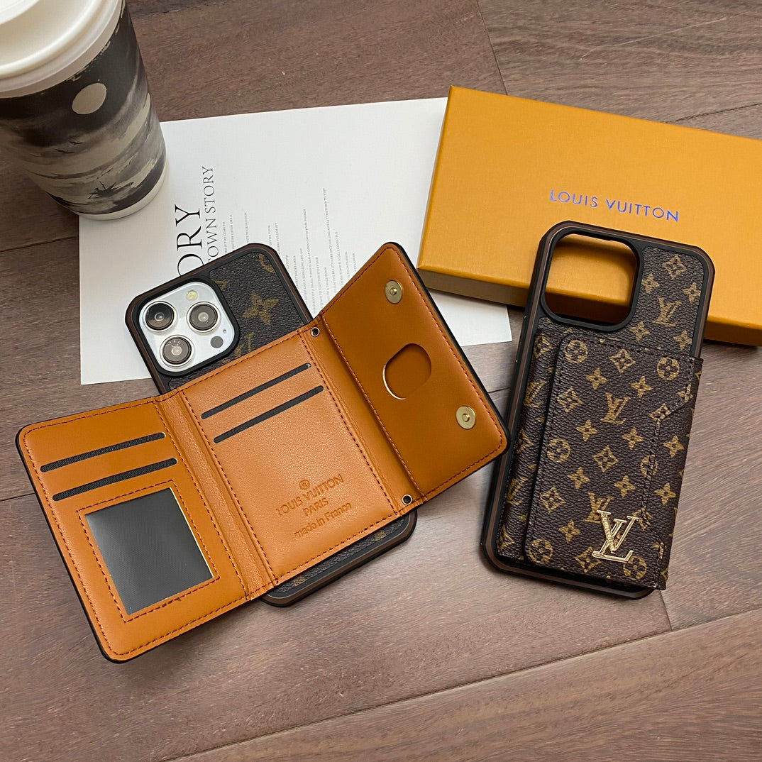 Lv Case Iphone 16 Pro Max Plus 15 14 13 12 Wallet Style / 18 Pro / 18 Pro Max