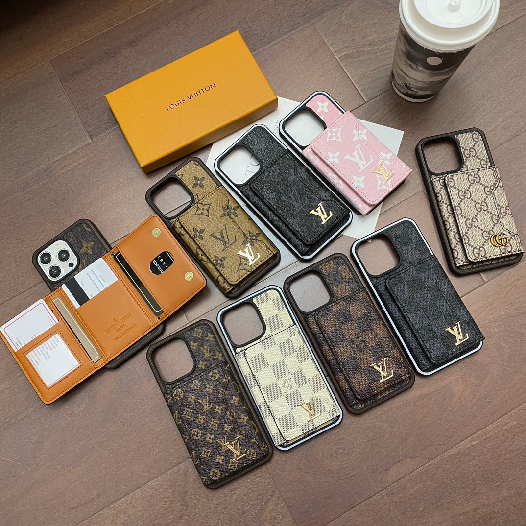 Lv Case Iphone 16 Pro Max Plus 15 14 13 12 Wallet Style / 18 Pro / 18 Pro Max