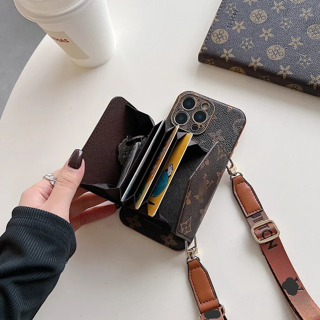 Brown iPhone case 2001 large | Accordion card holder (subject to the video)