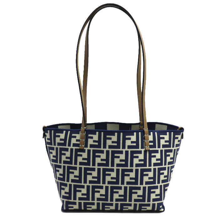 Fendi Roll Small Reversible Canvas Leather Tote Bag