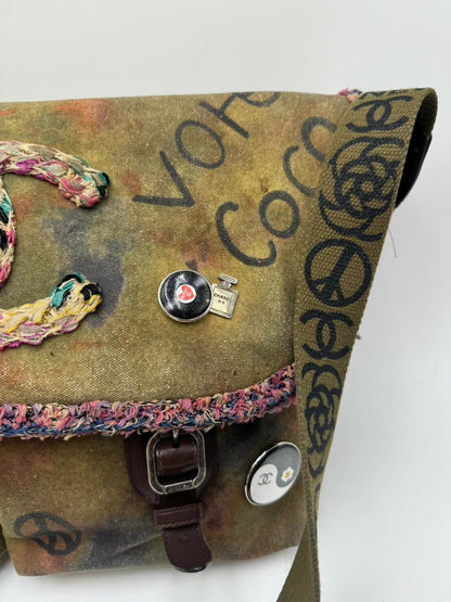 Chanel Graffiti Canvas Messenger Bag Large Size