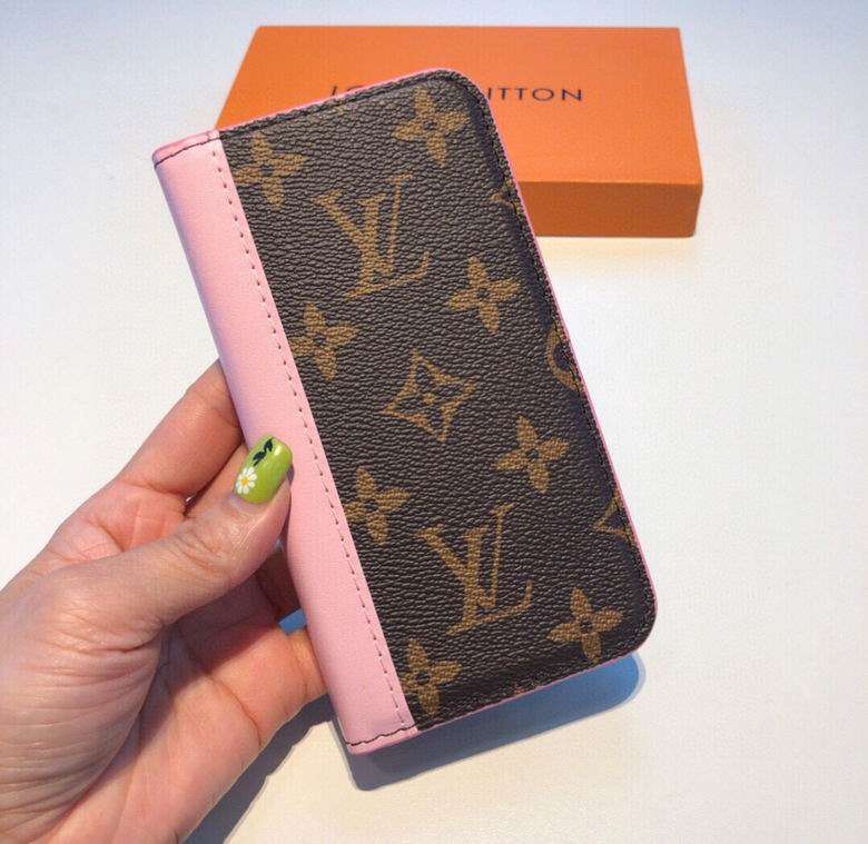 LV iPhone 14 Wallet Case Pink Edge