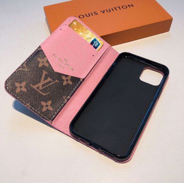 LV iPhone 14 Wallet Case Pink Edge