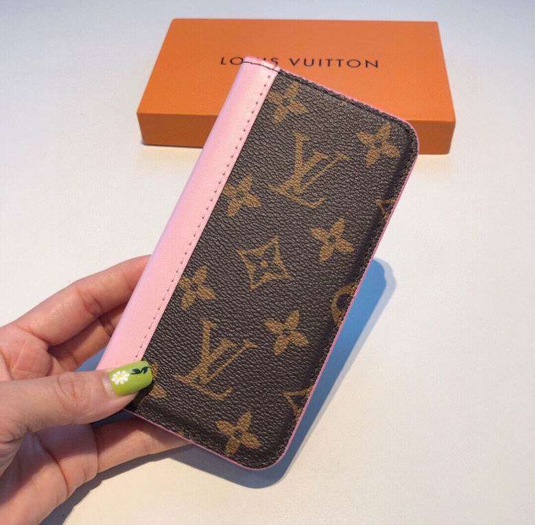 LV iPhone 14 Wallet Case Pink Edge