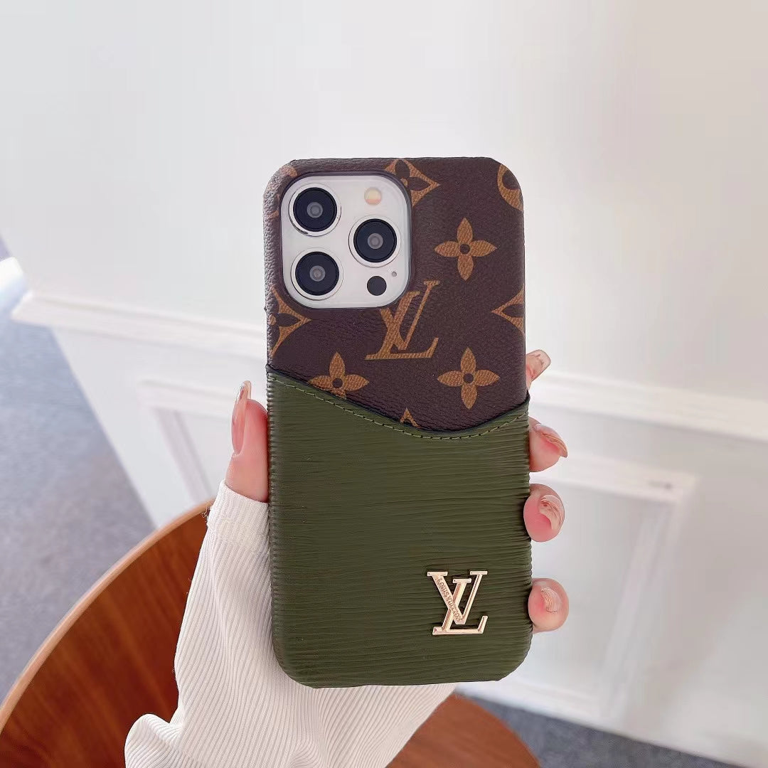 Luxury Lv Phone Case Colored Card Holder Patch Iphone 16 Pro Max Plus Series / 18 Pro / 18 Pro Max