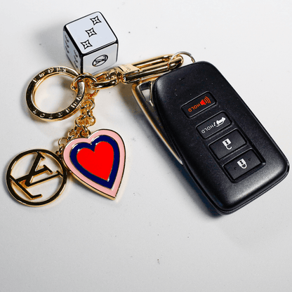 Heart and Cube Luxury Key Chain HandBag Charm