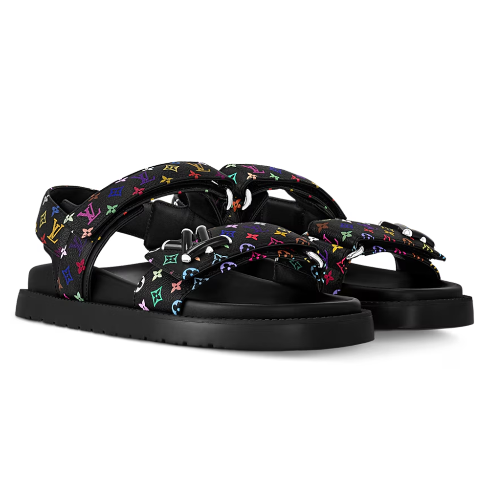 LV x TM LV Sunset Flat Comfort Sandal Black Multicolored