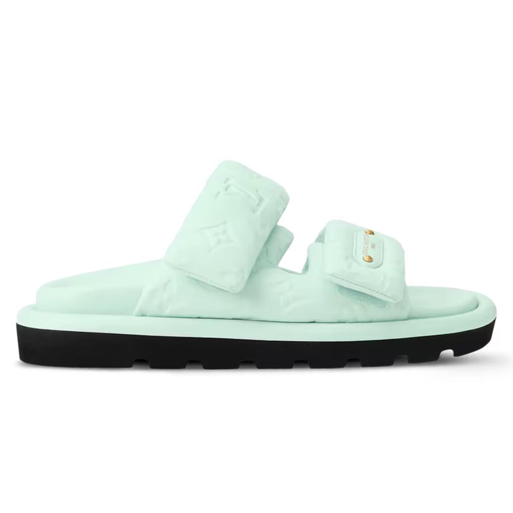 LV Pool Pillow Flat Comfort Mule Green