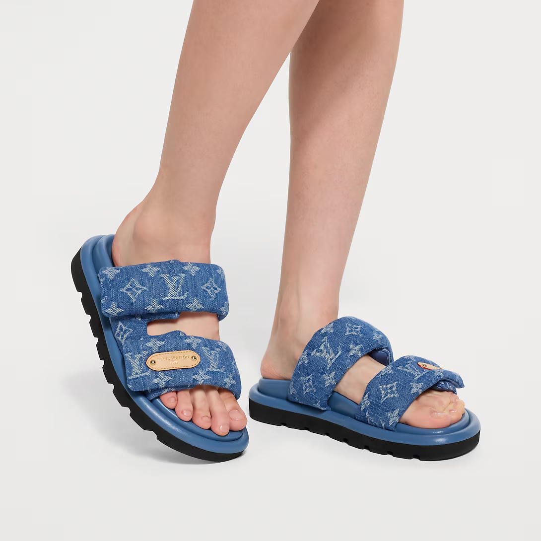 LV Pool Pillow Comfort Mule Blue Denim