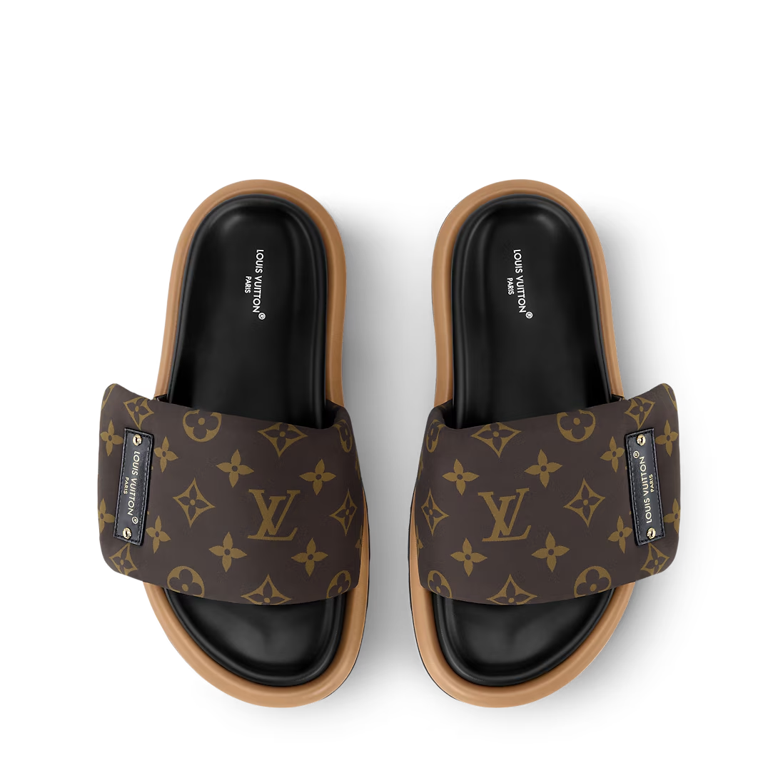 LV Pool Pillow Flat Comfort Mule Cocoa Brown