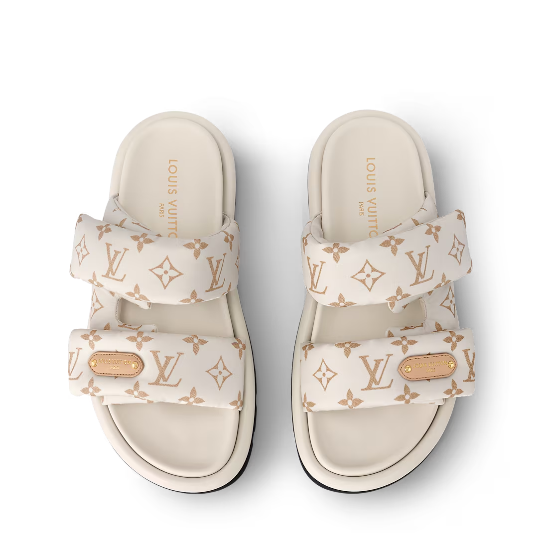 LV Pool Pillow Flat Comfort Mule Dune Beige
