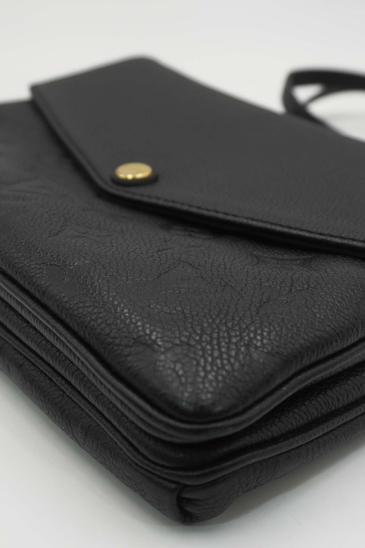 Twice Handbag Monogram Empreinte Leather Crossbody Handbag Black
