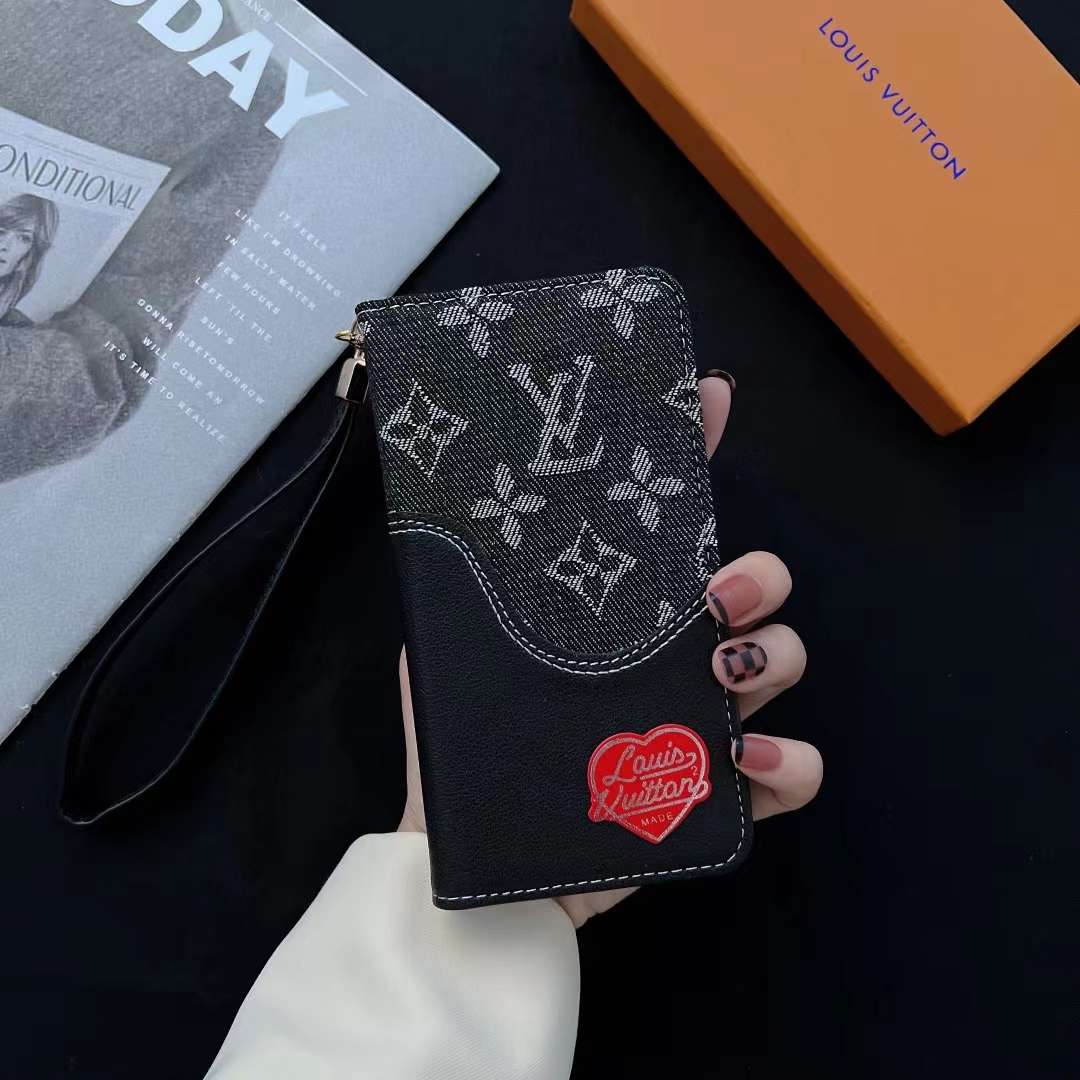 LV Phone Case 13 Pro Max Black Denim