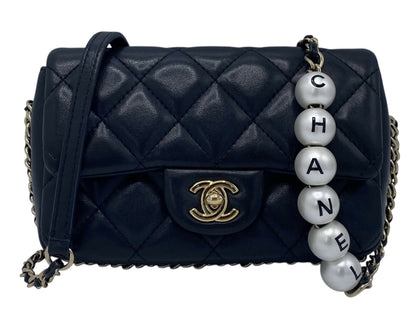 Chanel 2020 My Precious Pearls Black Lambskin Quilted Small Flap Bag Ghw