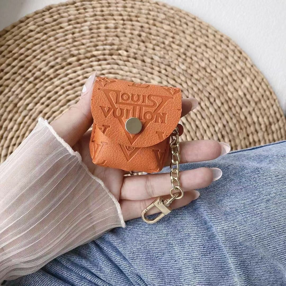 LV Vintage Style Leather AirPods Case for 23 Pro Generation