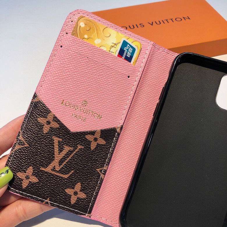 LV iPhone 14 Wallet Case Pink Edge