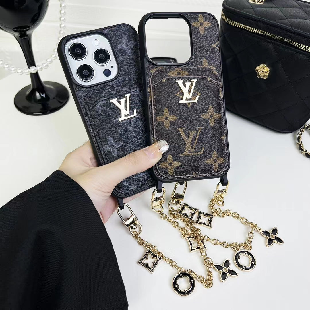 LV Monogram Card Holder Case Wallet for iPhone