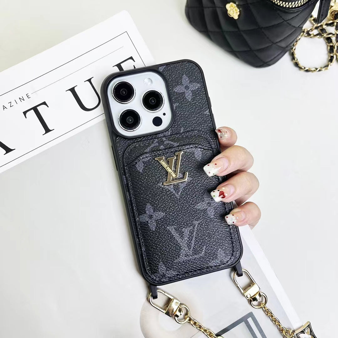 LV Monogram Card Holder Case Wallet for iPhone