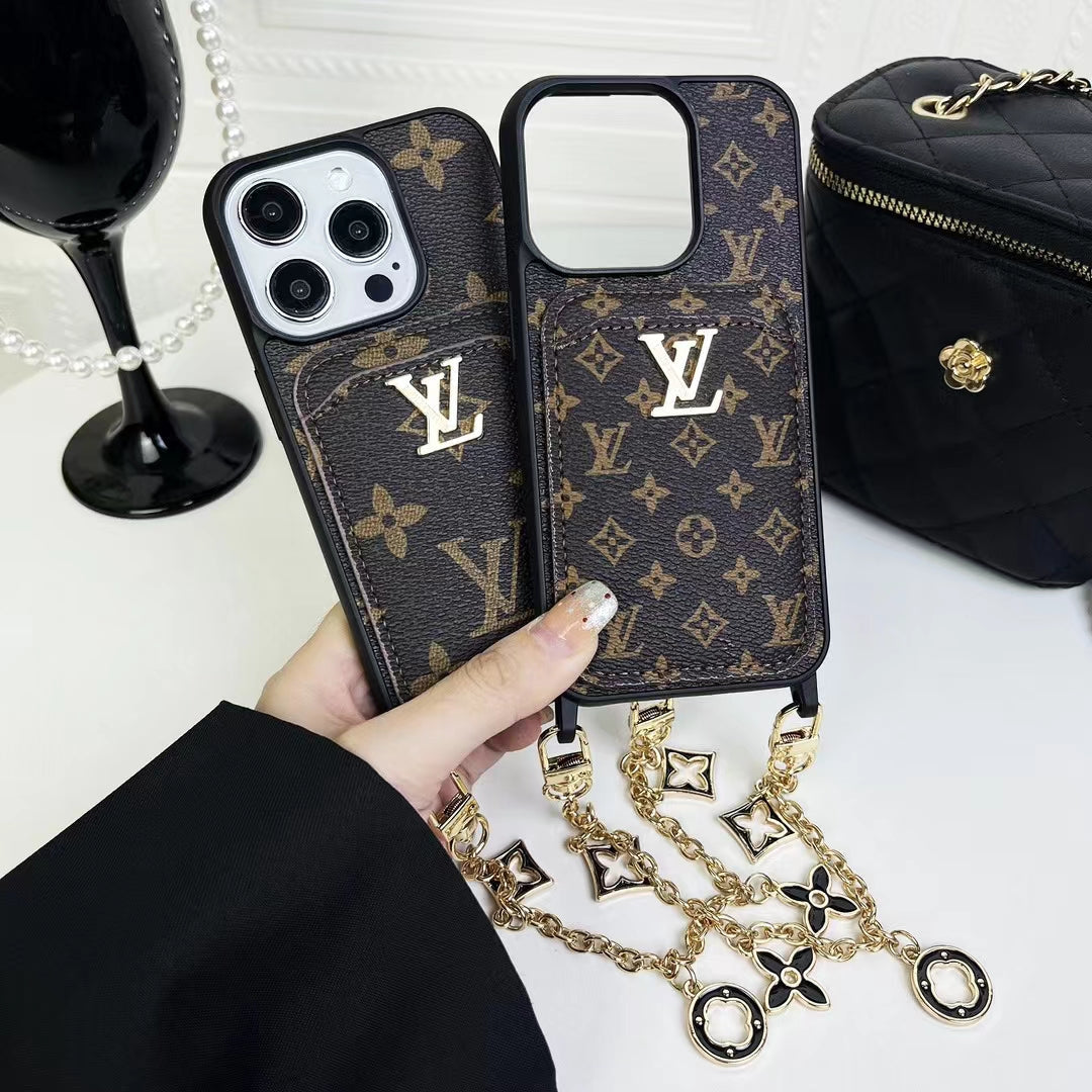 LV Monogram Card Holder Case Wallet for iPhone