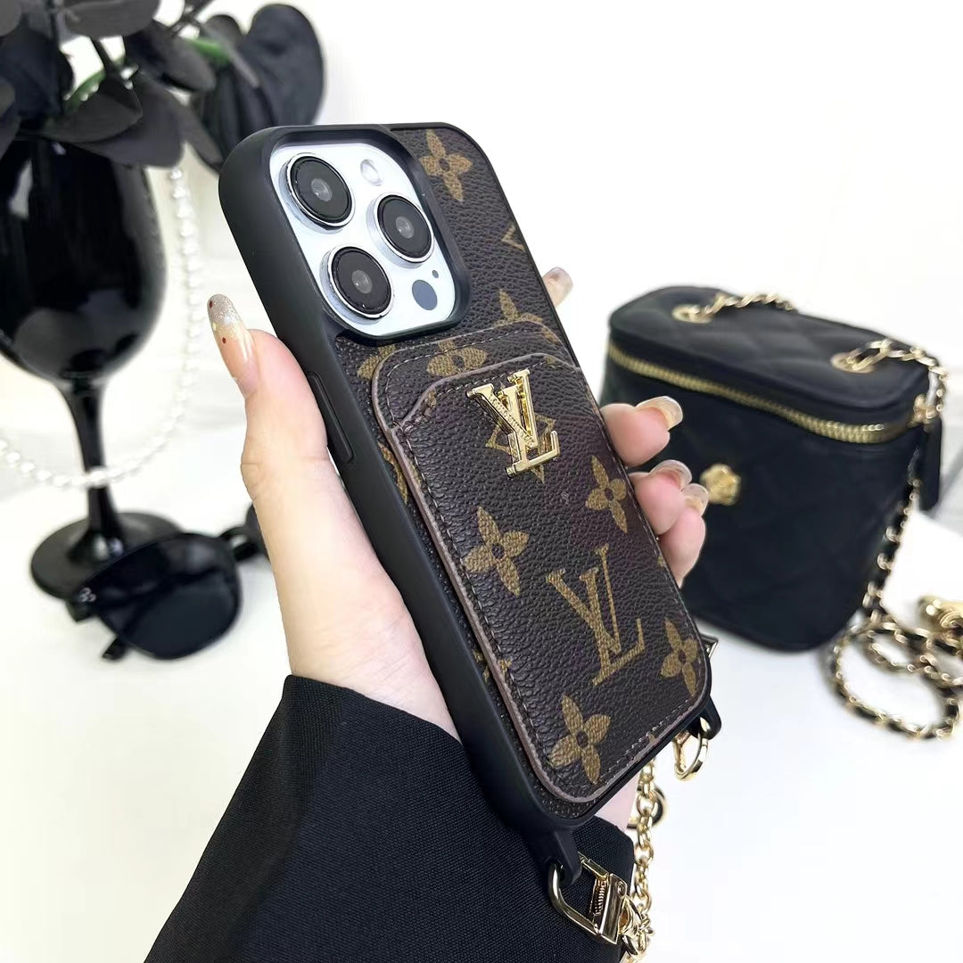 LV Monogram Card Holder Case Wallet for iPhone